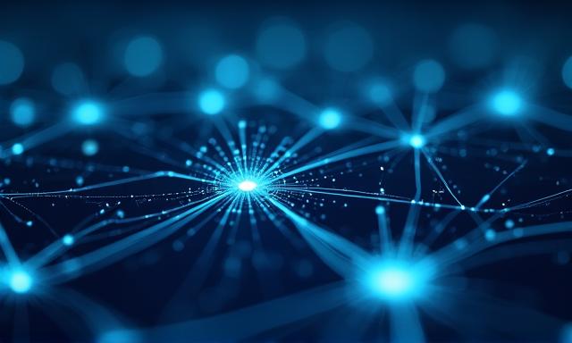 Schema astratto di un flusso di lavoro automatizzato con nodi luminosi