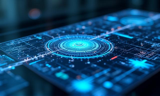 Rappresentazione futuristica di una dashboard dati potenziata dall'IA