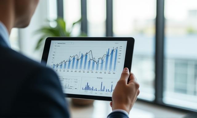 Analisi di dati predittivi proiettati su uno sfondo aziendale professionale